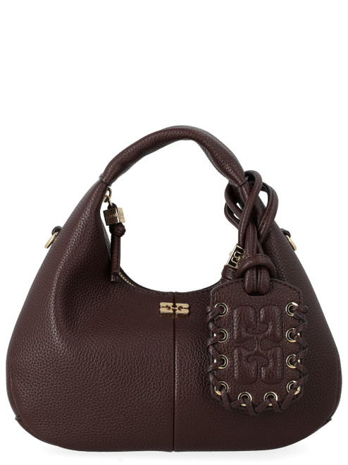 Borsa Ganni Hobo Mini in pelle vegana color caffè