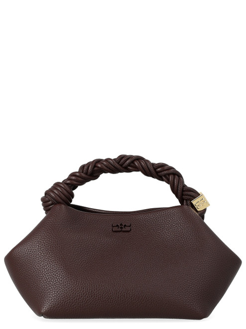 Borsa Ganni Bou Bag Small in pelle vegana granulata marrone 