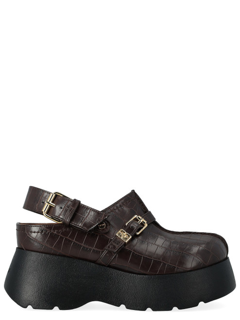 Sabot Ganni in pelle croco marrone Sabot Ganni in pelle croco marrone