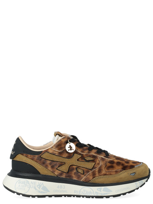 Sneaker Premiata Lauryn in pelle e camoscio leopardata