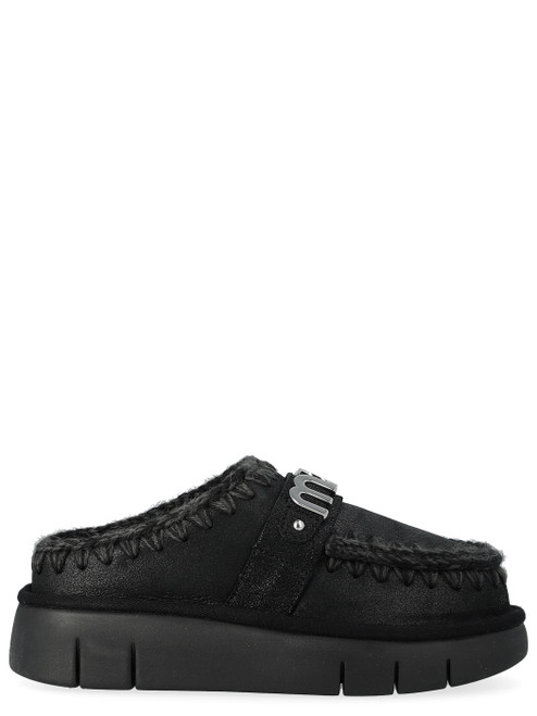 Slipper Mou Bounce Clog Special Leather in pelle di montone nero