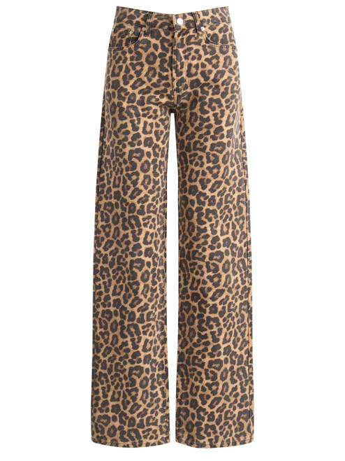 Jeans Anine Bing Hugh in cotone leopardato