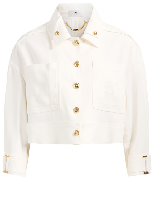 Caban Elisabetta Franchi in gabardina avorio.