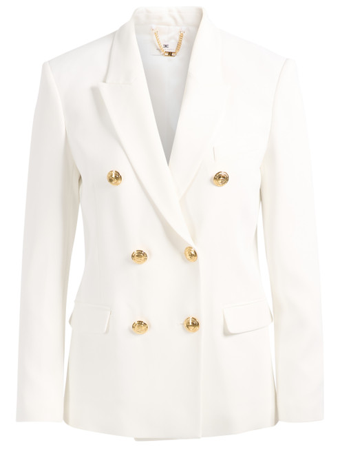 Jacke Elisabetta Franchi elfenbeinfarbenem Gabardine