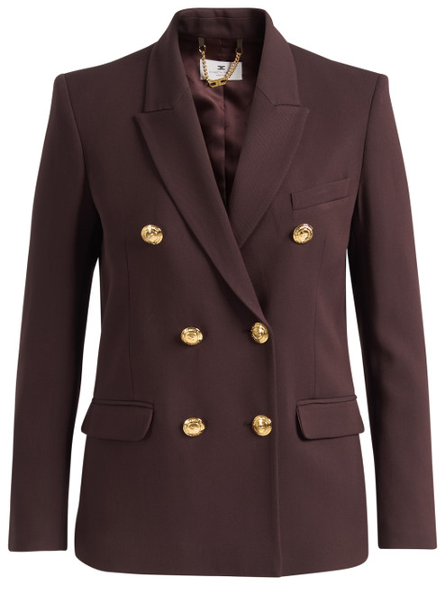 Giacca Elisabetta Franchi in gabardina color cacao