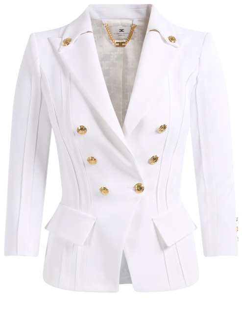 Giacca Elisabetta Franchi in doppio crêpe stretch avorio