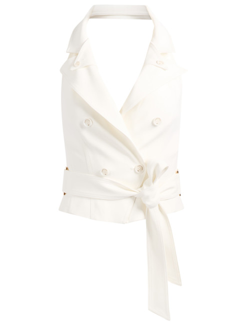 Gilet Elisabetta Franchi in gabardina avorio