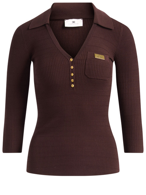 Polo Elisabetta Franchi in maglia color cacao