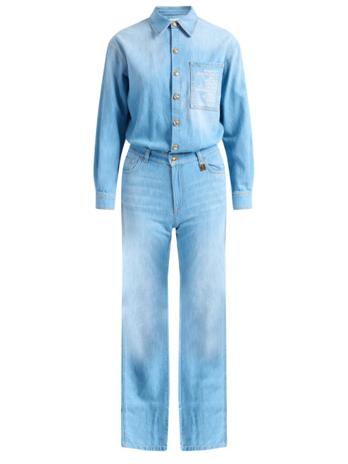 Tuta Elisabetta Franchi in cotone denim blu