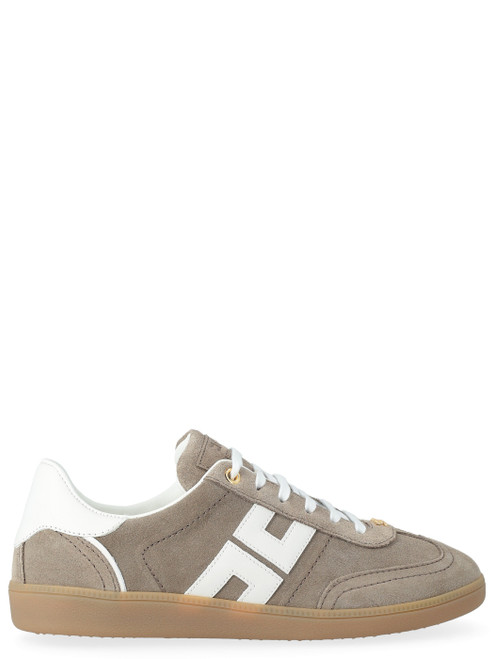 Sneaker Elisabetta Franchi in nappa color argilla e avorio