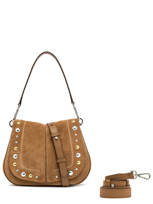 Sac Gianni Chiarini en cuir suédé marron avec clous