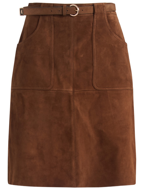Max Mara Studio skirt in chocolate-brown suede | H-Brands