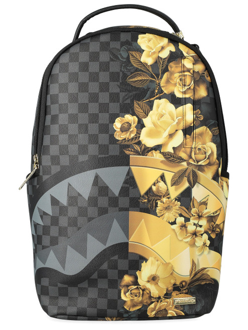 Zaino Sprayground Gold Floral Remix in pelle vegana nera