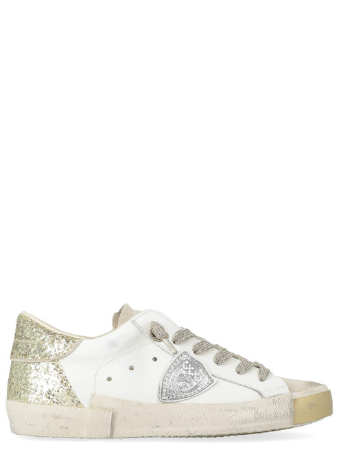 Philippe Model sneakers in white and gold leather