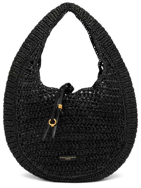 Borsa Gianni Chiarini Nefeli realizzata in paglia crochet nera