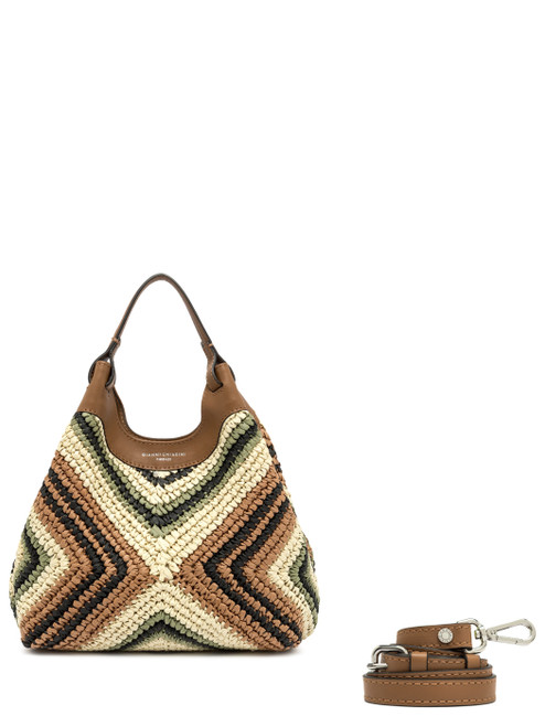 Borsa Gianni Chiarini Dua in paglia intrecciata color beige