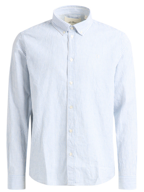 Camicia Les Deux Oxford Konrad in cotone bianca e azzurra