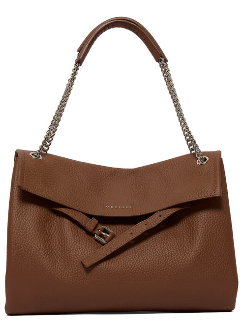 Borsa Orciani Venus Soft Midi in pelle martellata marrone