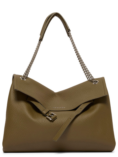 Borsa Orciani Venus Soft Midi in pelle martellata verde