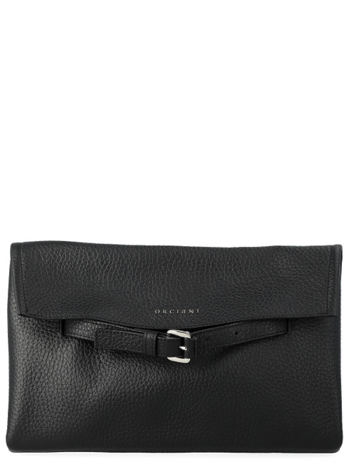 Clutch Orciani Venus Soft in pelle martellata nera