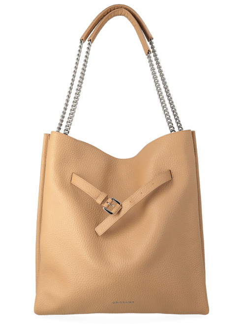 Bolso Orciani Hobo Soft en piel martillada color biscotto
