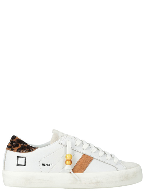 D.A.T.E. Low sneakers in white and leopard print leather
