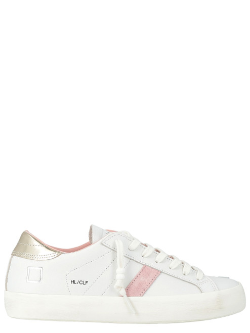 Sneaker D.A.T.E. Low aus weißem und platinfarbenem Leder 