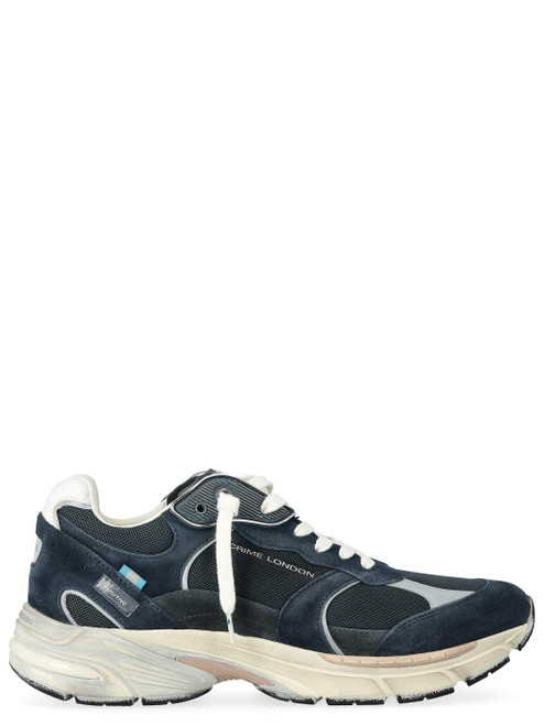 Baskets Crime London 9094 en cuir et tissu bleu