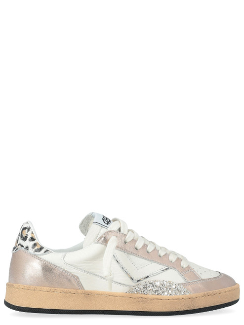 Sneaker 4B12 Play New in pelle bianca e rosa