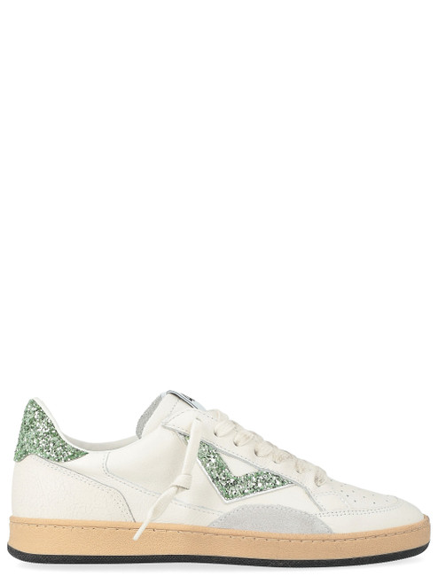 Sneaker 4B12 Play New in pelle bianca e glitter verdi