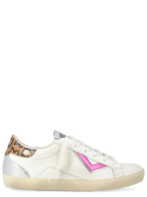 Sneaker 4B12 Suprime in pelle bianca e leopardata
