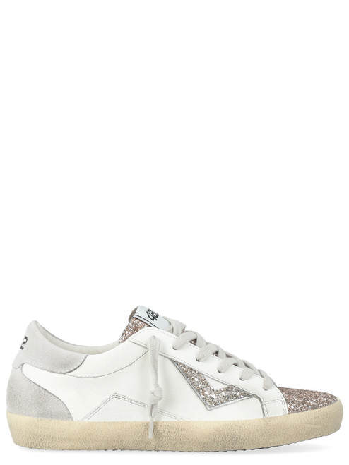 Sneaker 4B12 Suprime in pelle bianca e glitter