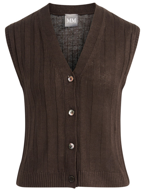 トップス MacMahon Knitting Mills LINE VEST Max Mara MM Brown Linen Vest | H-Brands