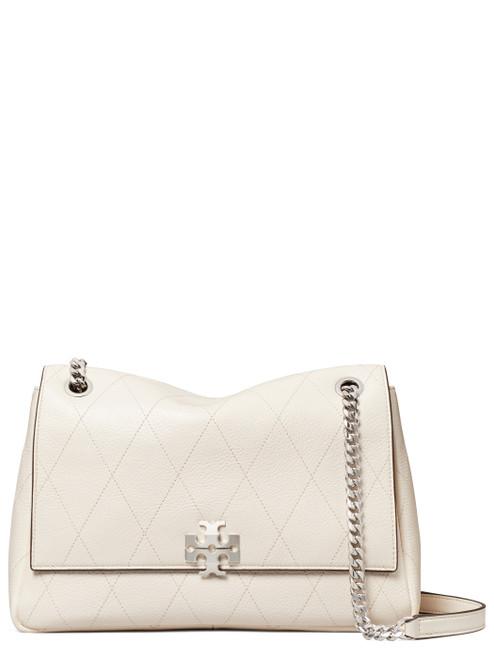 Borsa Tory Burch Charlie Quilted in pelle color avorio