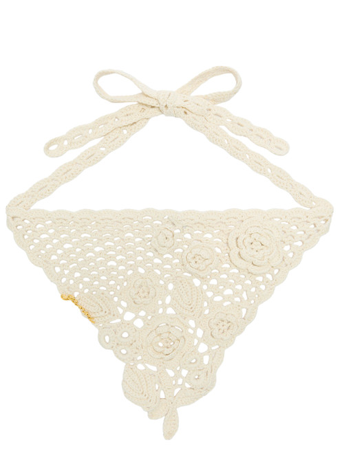 Foulard Ganni in cotone all'uncinetto avorio
