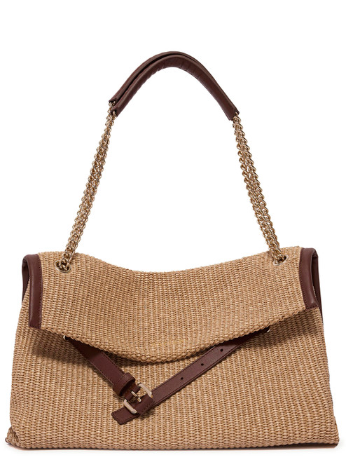 Borsa Orciani Venus Zanzibar Midi in tessuto e pelle biscotto