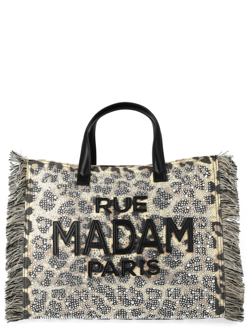 Borsa Rue Madame Casablanca Tote in cotone leopardato