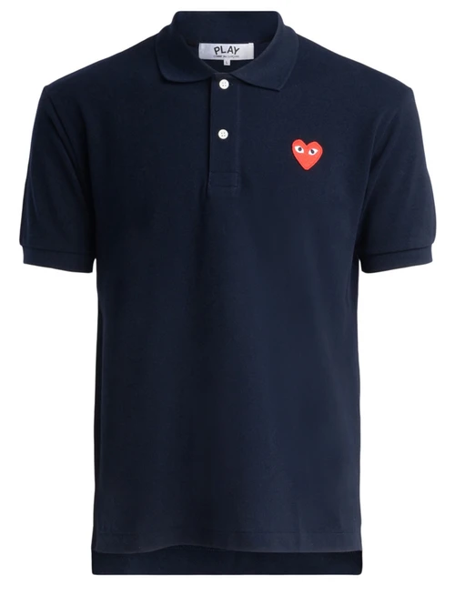 Polo Comme Des Garcons Play blu navy con cuore rosso