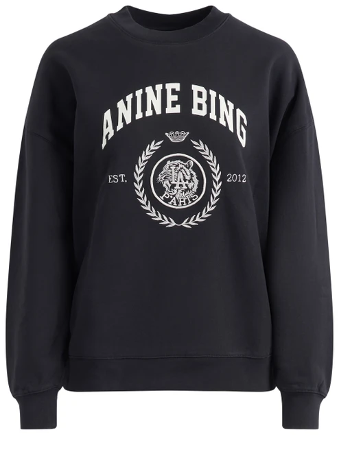 Felpa Anine Bing Miles Collegiale in cotone nero vintage