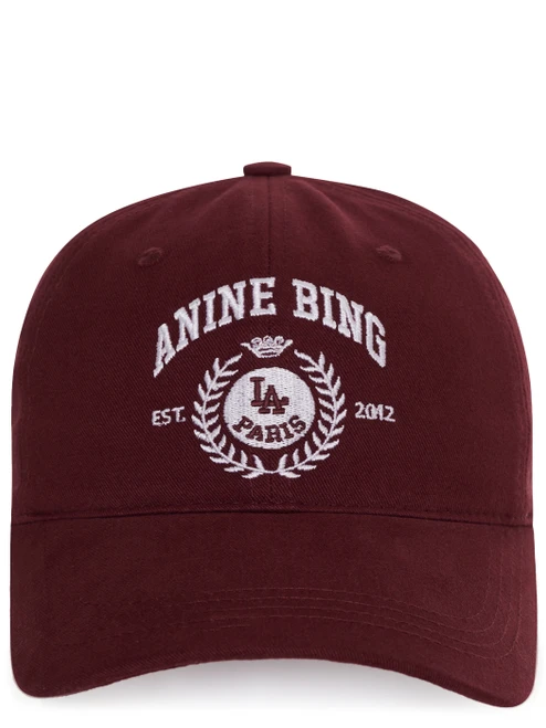 Cappellino Anine Bing Jeremy Collegiate in canvas burgundy