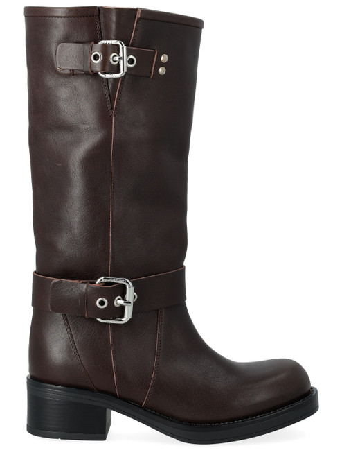 Stivale Weekend Max Mara Wkaaddobbo in pelle cioccolato