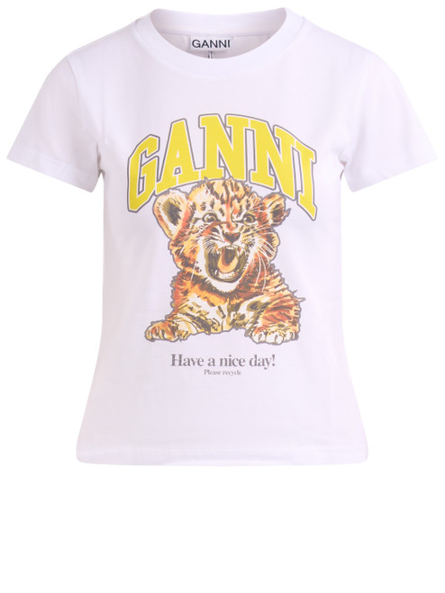 T-Shirt Ganni Baby Fit in cotone bianca