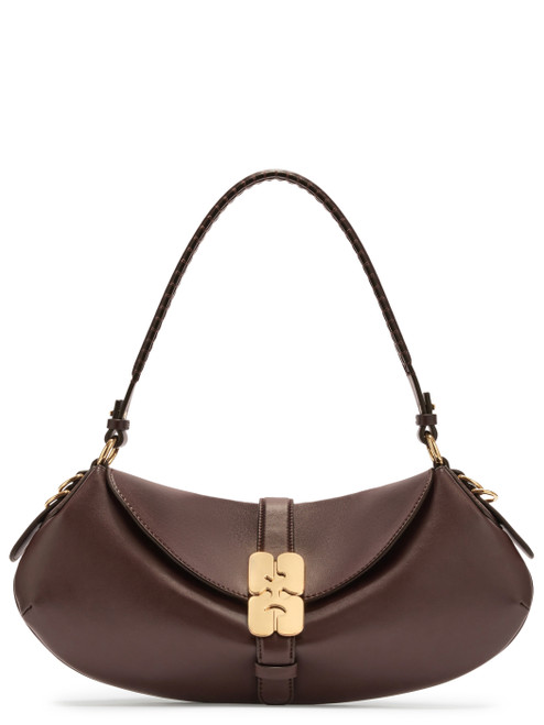 Borsa Ganni B-Kat in pelle color caffè