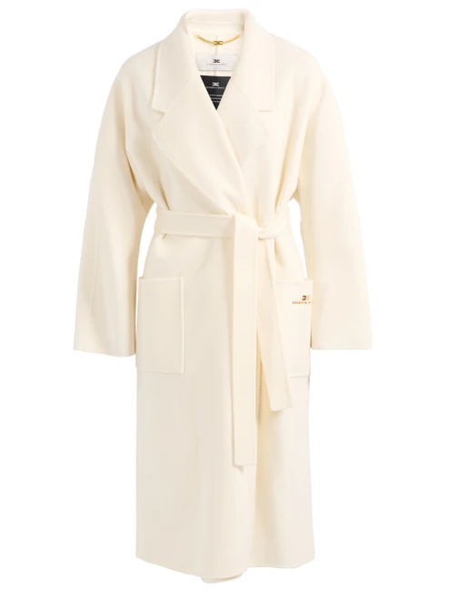 Cappotto Elisabetta Franchi in lana color burro