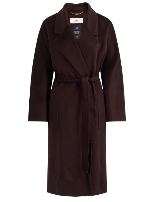 Cappotto Elisabetta Franchi in lana color cioccolato