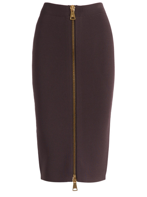 Gonna Elisabetta Franchi in maglia color cioccolato