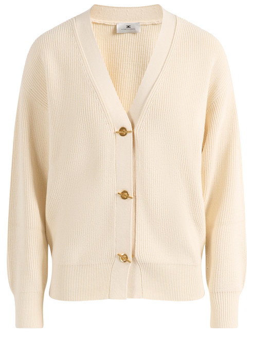 Cardigan Elisabetta Franchi in maglia color burro con bottoni