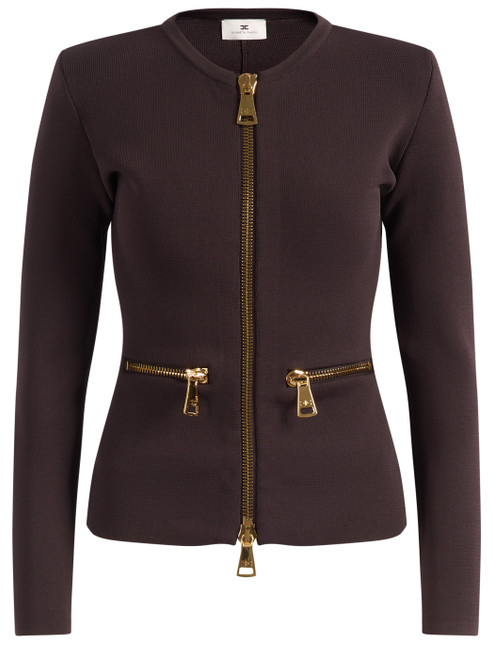 Cardigan Elisabetta Franchi in maglia color cioccolato