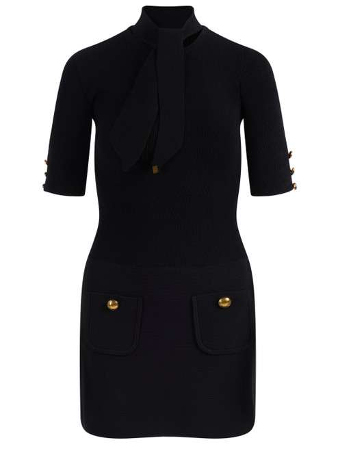 Abito Elisabetta Franchi in maglia nero con bottoni