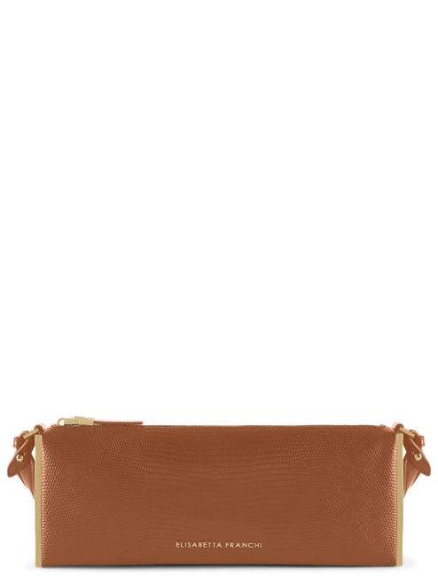 Borsa Elisabetta Franchi in similpelle stampata color sigaro